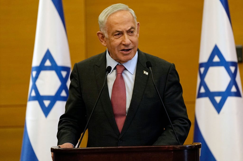 Benjamin Netanjahu, Ministerpräsident von Israel, spricht.