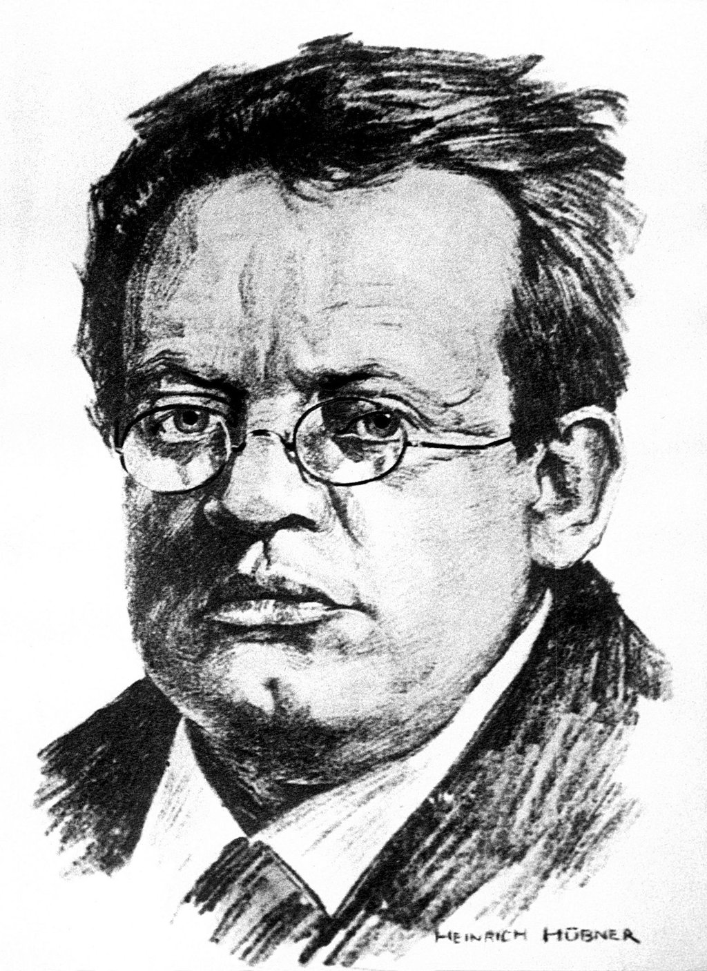 Der deutsche Komponist Max Reger nach einer Zeichnung von Heinrich Hübner um 1914.