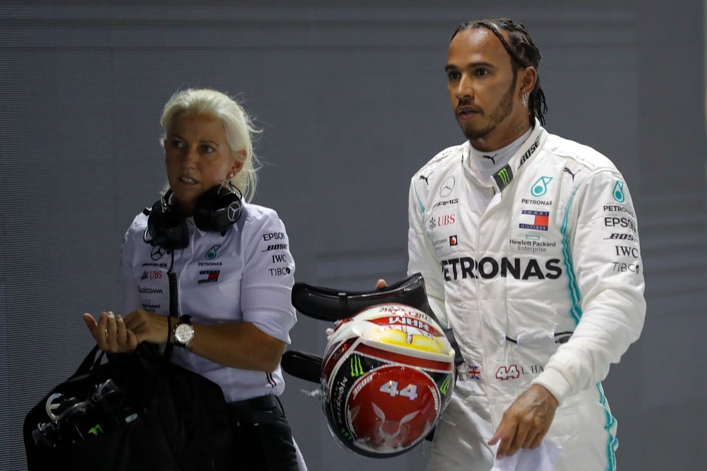 Lewis Hamilton und seine Physiotherapeutin Angela Cullen.