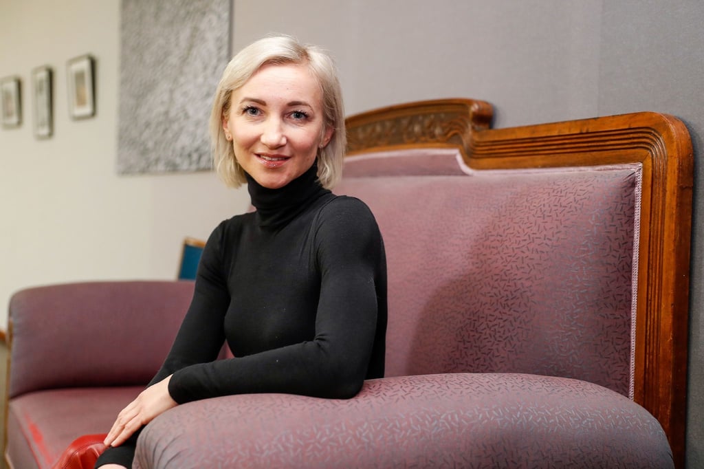 Eiskunstläuferin Aljona Savchenko beim Fototermin.