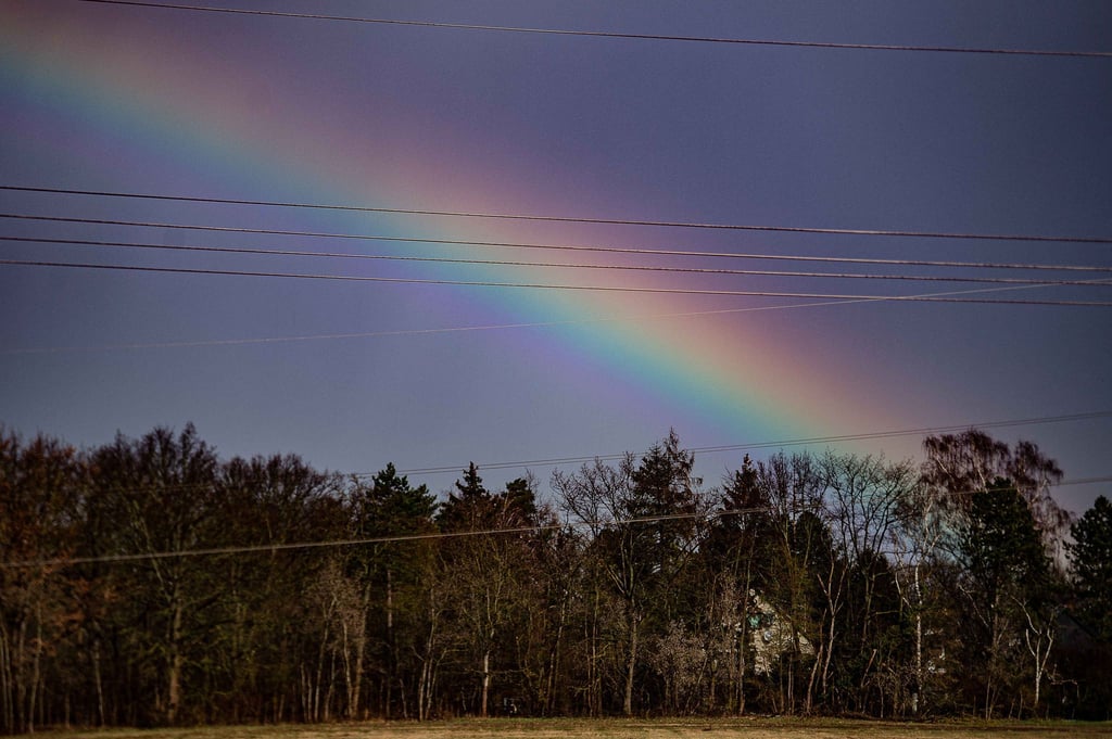 In Braunschweig zeigt sich ein Regenbogen am Himmel.