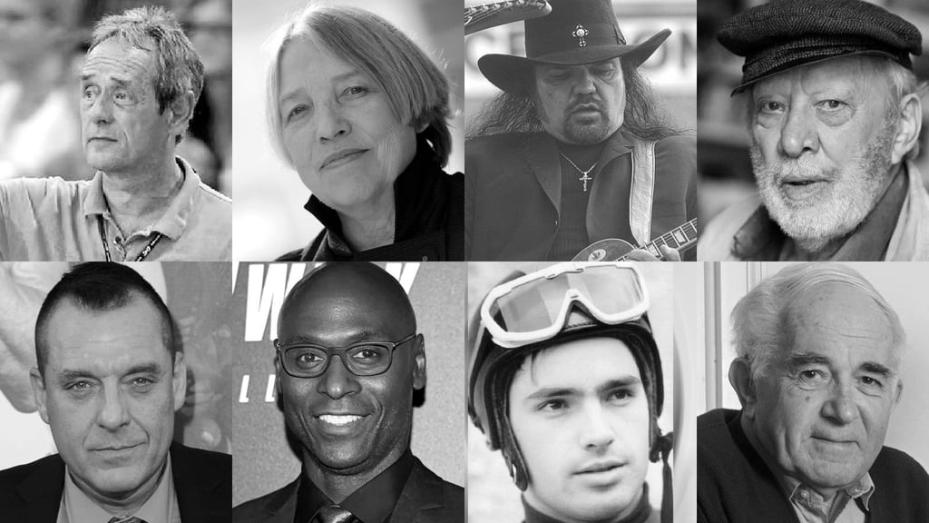 Zu den prominenten Todesfällen im März 2023 gehören unter anderem (oben.v.l.): Rolf Brack, Antje Vollmer, Gary Rossington, Heinz Baumann; Unten: v.l.: Tom Sizemore, Lance Reddick, Klaus Bonsack, Ernst Tugendhat
