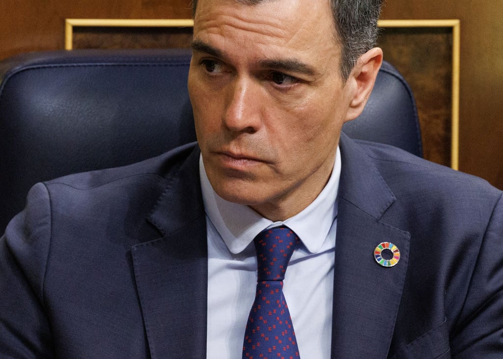 Pedro Sanchez, Ministerpräsident von Spanien, nimmt an der zweiten Sitzung des Misstrauensantrags im Abgeordnetenhaus teil.