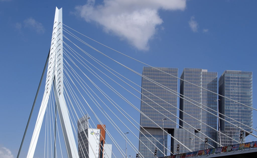 Die Erasmusbrücke ist eines der Wahrzeichen von Rotterdam.