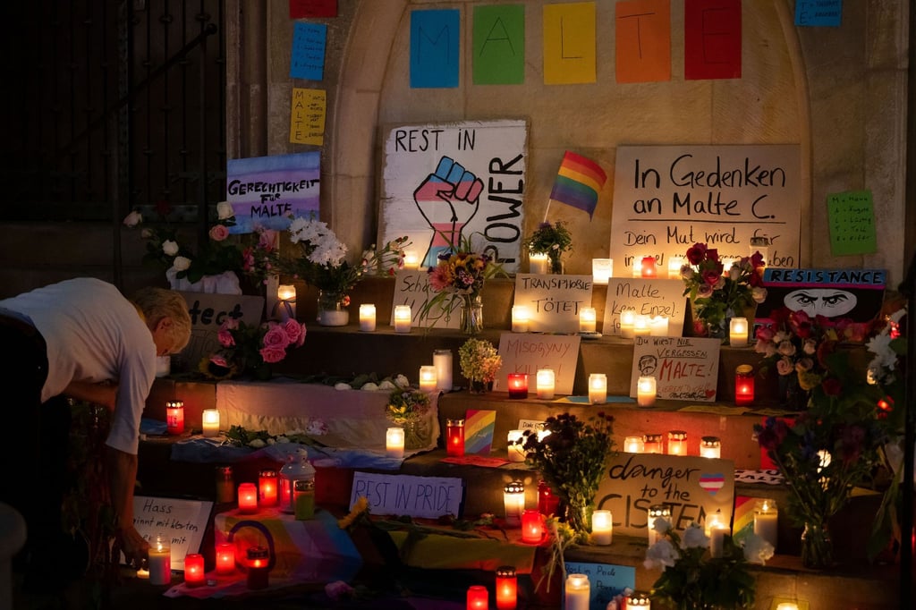 Die Gedenkstätte für Malte C in Münster am 03.09.2022. Der 25-Jährige wurde am Christopher Street Day brutal niedergeschlagen und erlag später seinen Verletzungen.