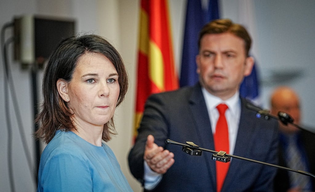 Außenministerin Annalena Baerbock bei ihrem Besuch in Nordmazedonien.