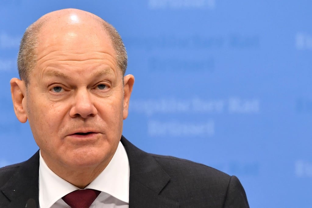 Olaf Scholz, Bundeskanzler von Deutschland, spricht während einer Pressekonferenz.