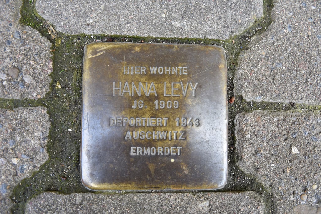 In der Halberstädter Straße 63 erinnert ein Stolperstein an das Schicksal von Hanna Levy.