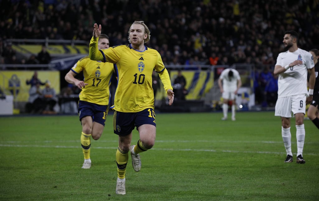 Traf zum 1:0 für Schweden im Spiel gegen Aserbaidschan: RB-Spielmacher Emil Forsberg.