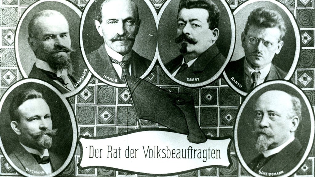 Der Rat der Volksbeauftragten war eine nach dem Ersten Weltkrieg provisorische Regierung Deutschlands, die den Übergang vom Kaiserreich zur Weimarer Republik mitgestaltete. Für die Sozialdemokraten war Otto Landsberg (zweiter von links) eines der Mitglieder.