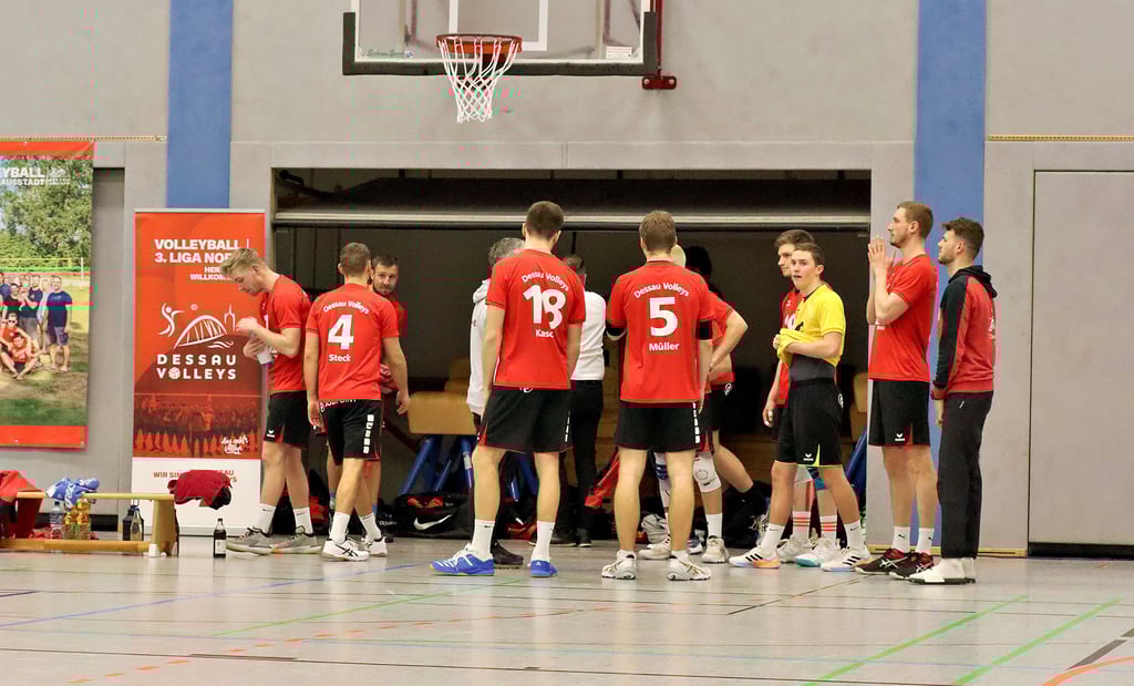 Die Herrenmannschaft der Dessau Volleys kann in die 2. Bundesliga aufsteigen. Dafür müssten aber neue Linien geklebt werden.