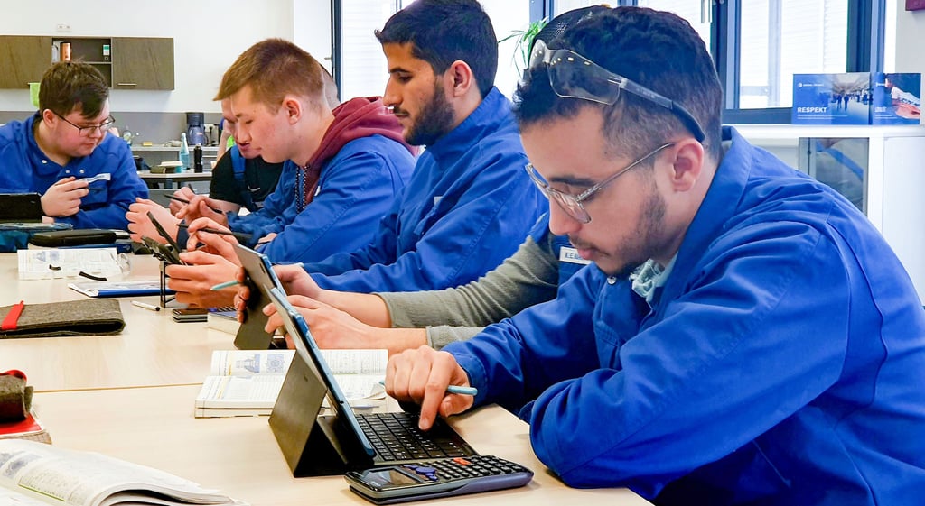 Die Bohai Trimet digitalisiert ihre Ausbildung: Die Azubis aus dem ersten Lehrjahr arbeiten jetzt mit Tablets.