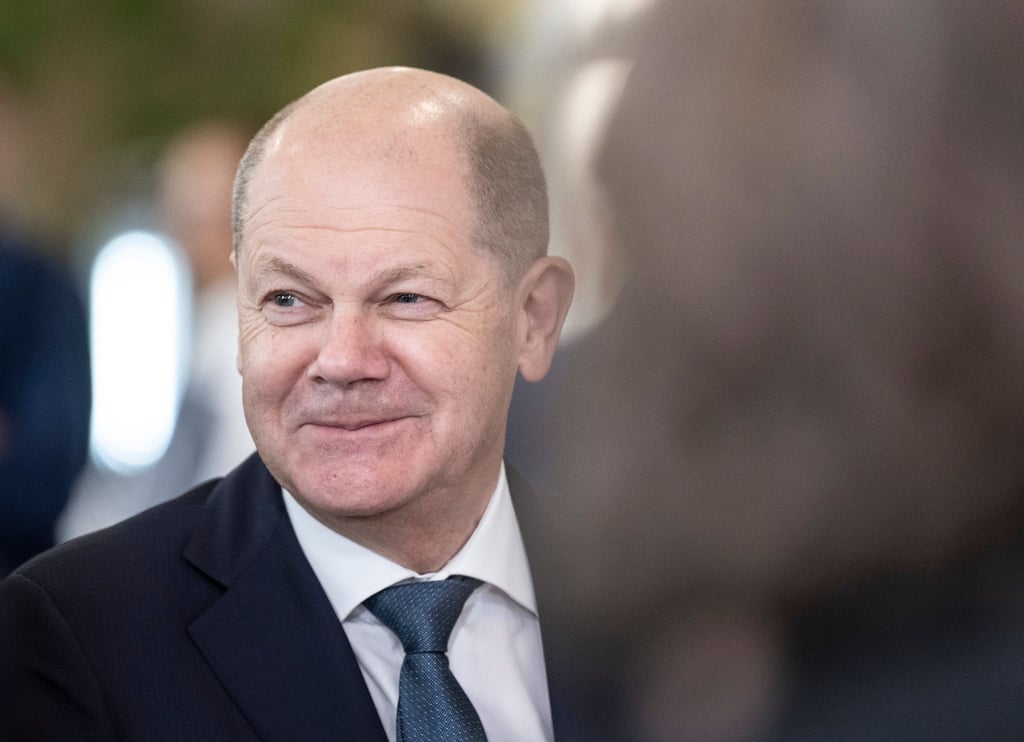 Bundeskanzler Olaf Scholz (SPD) beim „FAZ“-Kongress 2023 im Casino auf dem Campus der Goethe-Universität Frankfurt.