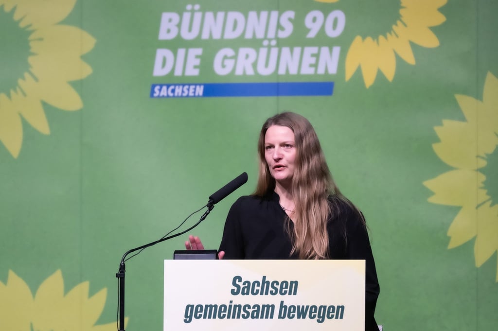 Christin Furtenbacher, Vorsitzende von Bündnis 90/Die Grünen in Sachsen, spricht auf dem Landesparteitag ihrer Partei.