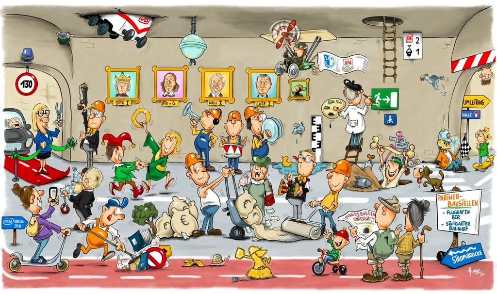 Tunnel Magdeburg Karikatur Phil Hubbe