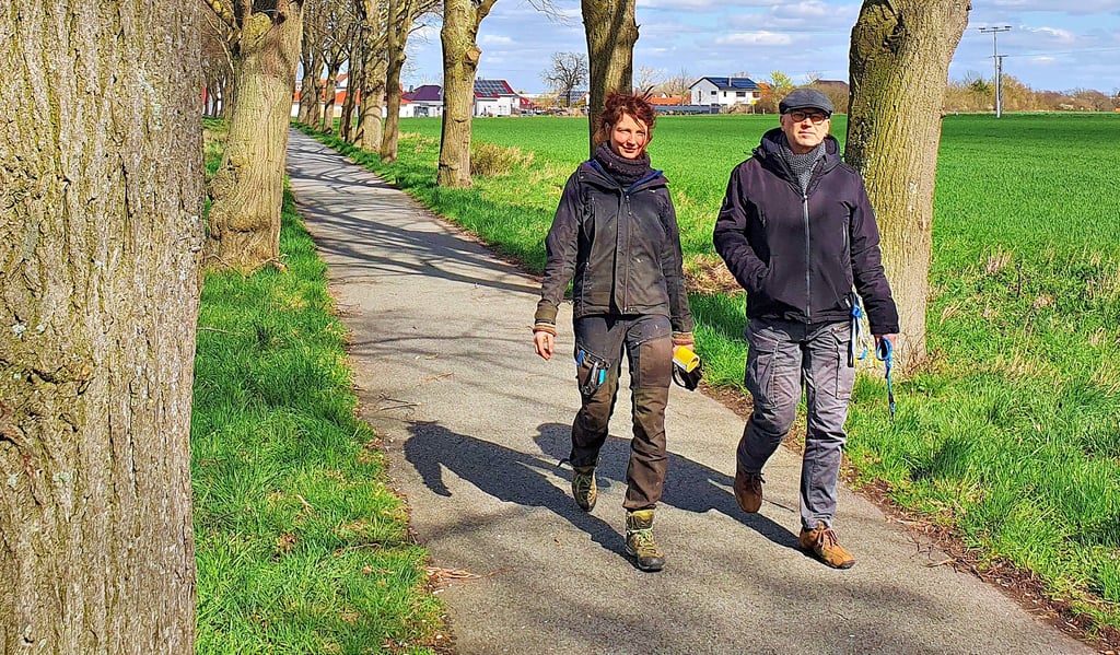 Die Lindenallee am Wartheweg ist in einem langen Bereich schwer geschädigt, Annika Tietz und Jörg Heimes von der Bürgerinitiative Pro Baum hoffen, dass sich die Bäume wieder erholen.