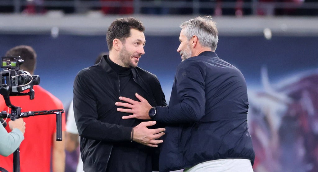 Hertha-Trainer Sandro Schwarz (l.) und RB-Coach Marco Rose sind Freunde.