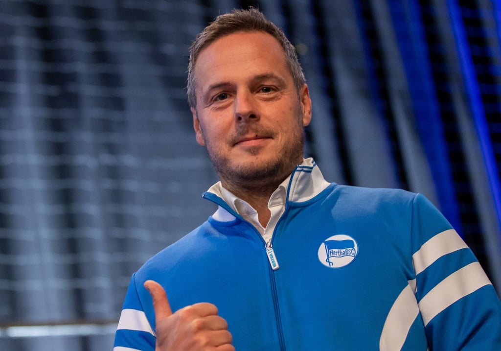 Kay Bernstein, Präsident von Hertha BSC, vor der Mitgliederversammlung.