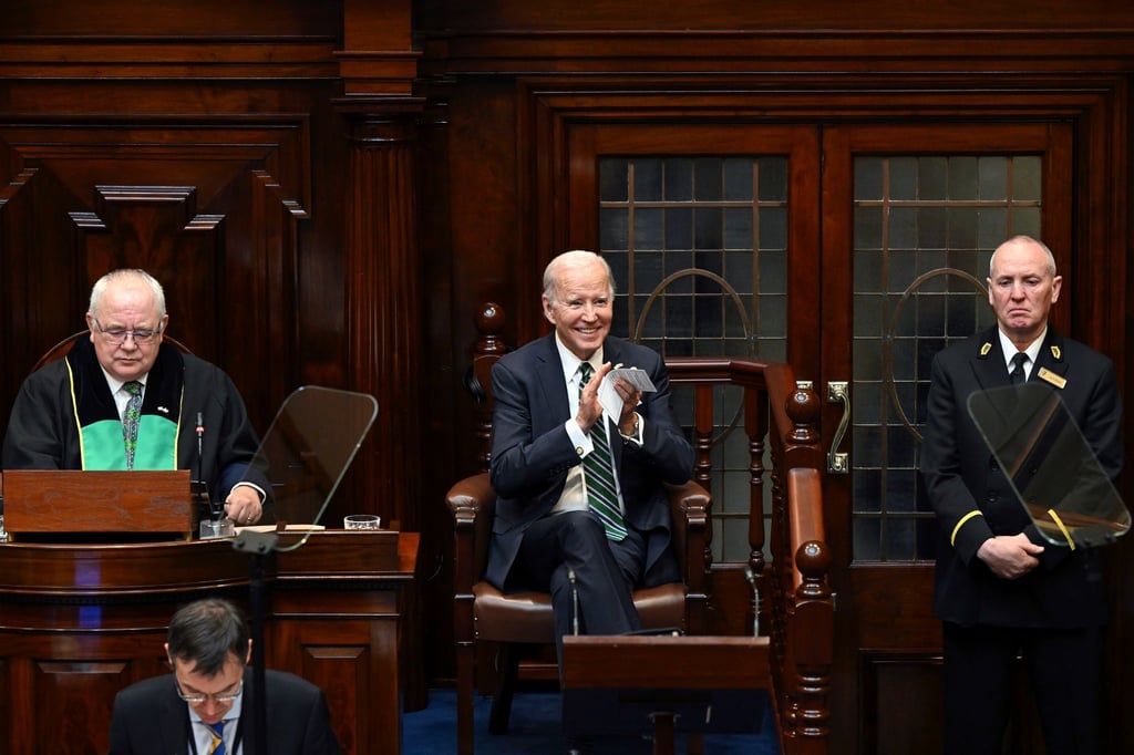 „Ich bin zuhause. Ich bin zuhause.“: US-Präsident Joe Biden spricht im irischen Parlament.