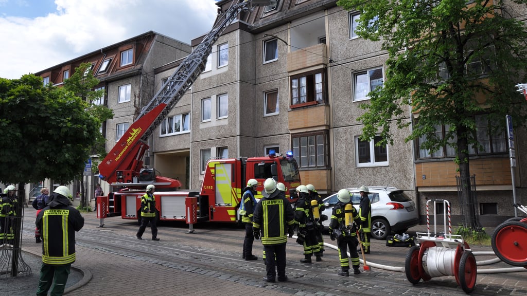 Die Feuerwehr Halberstadt im Einsatz.