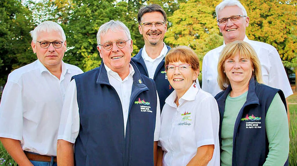 Gästeführer der Burger Tourist-Information (v.l.) Klaus-Dieter Peters, Wolfgang Meyer, Udo Vogt, Jutta Flögel, Dirk-Henning Luckhardt, Ute Paepcke.