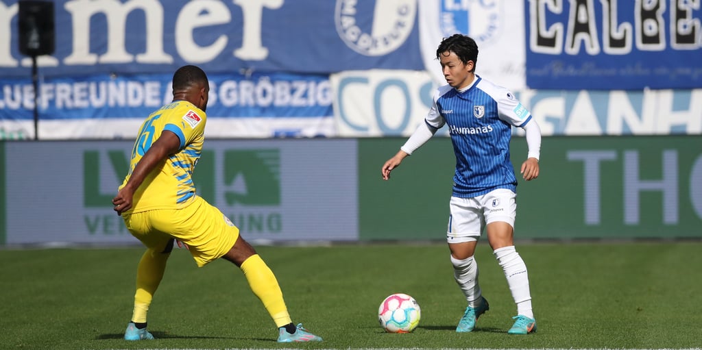 Offensivakteur Tatsuya Ito trug mit seinem Traumtor am Sonnabend maßgeblich zum Sieg des 1. FC Magdeburg in Braunschweig bei.