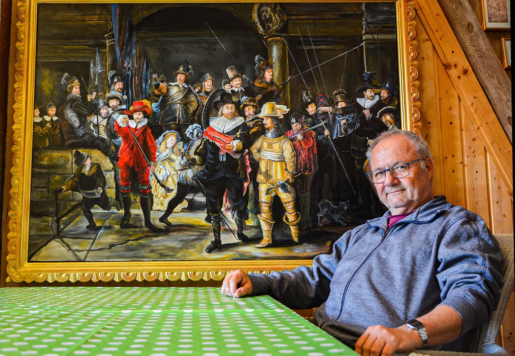 Die „Nachtwache“ Rembrandts aus den Händen von Frank Kriening aus Unterkamps bei Seehausen in der Altmark. Zwei Monate saß er daran.