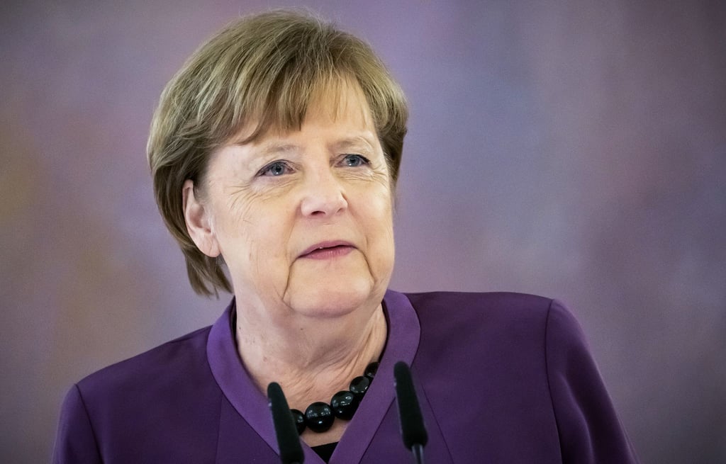 Angela Merkel, (CDU), ehemalige Bundeskanzlerin, spricht.