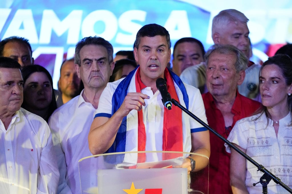 Santiago Pena, Präsidentschaftskandidat der Regierungspartei Colorado, spricht in Asuncion.