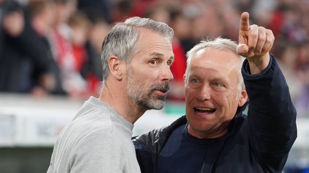 Gab viel zu reden: SC-Trainer Christian Streich (r.) und RB-Trainer Marco Rose