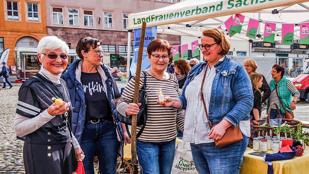 Wittenberger Feierabendmarkt, unter anderen mit den Fläminger Land-Frauen, die eine Sammelaktion zu ihrem neuen Projekt starten
