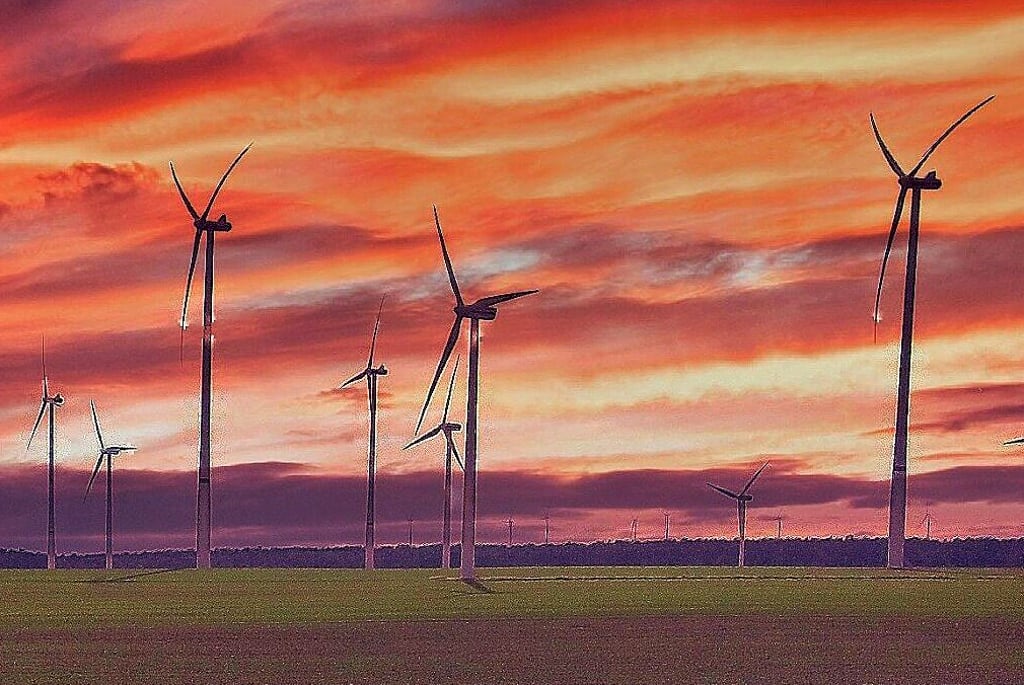 Blick auf Windräder bei Krevese..