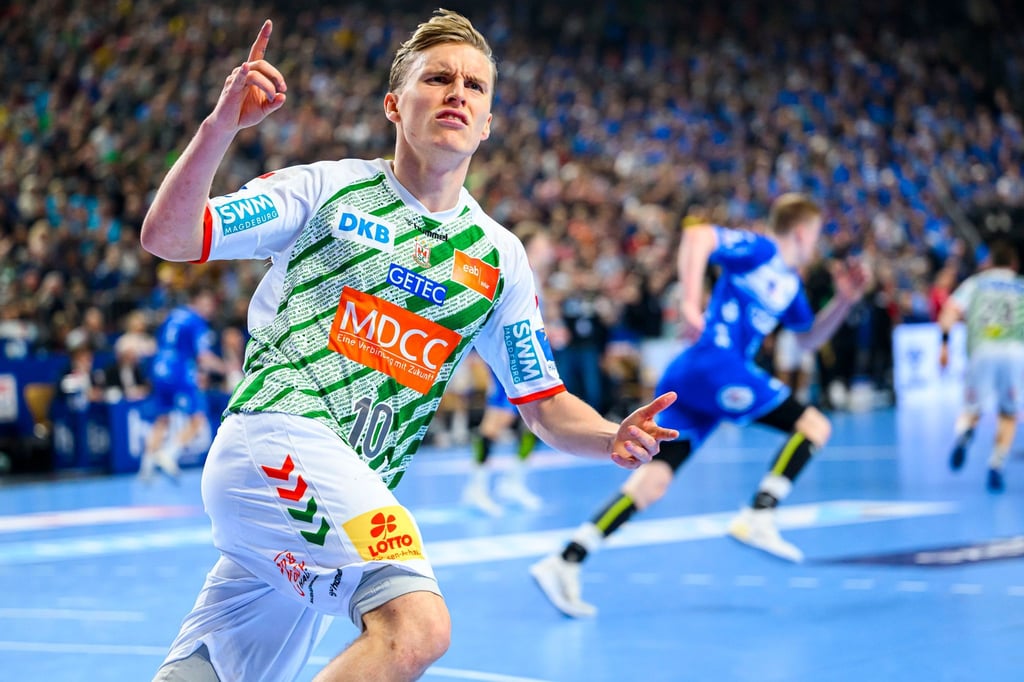 Gisli Thorgeir Kristjansson von SC Magdeburg reagiert.