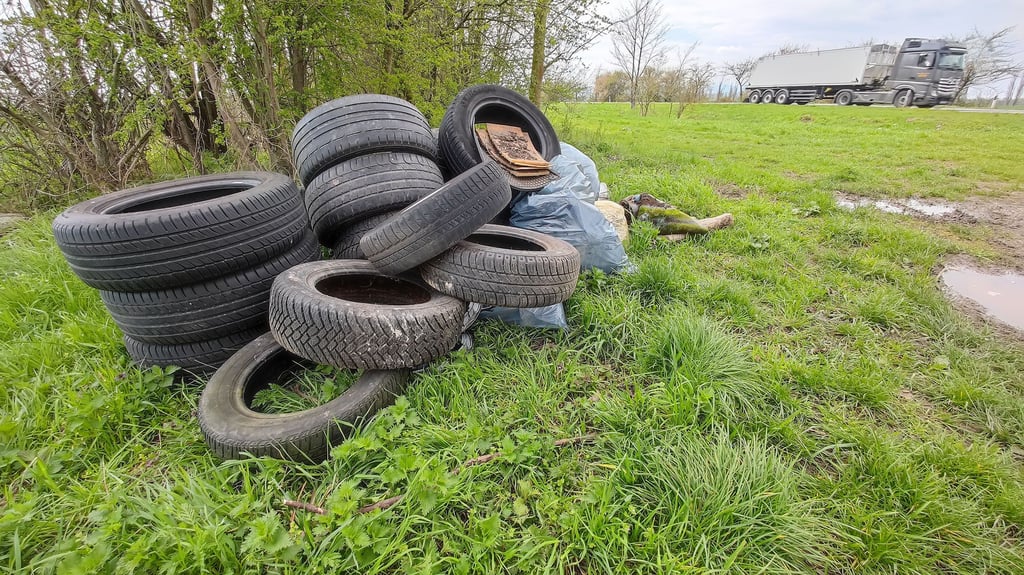 An Straßen und Feldwegen wird vermehrt illegal Müll entsorgt. Neben Hausmüll werden zum Teil auch Reifen und Giftstoffe einfach in die Natur gekippt.