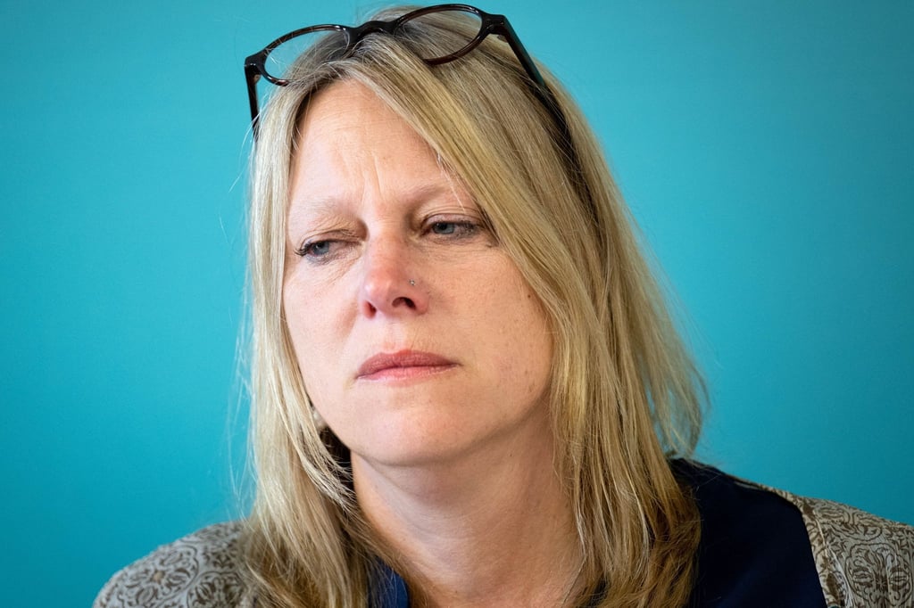 Maike Schaefer, Spitzenkandidatin von Bündnis 90/Die Grünen, gibt eine Pressekonferenz.