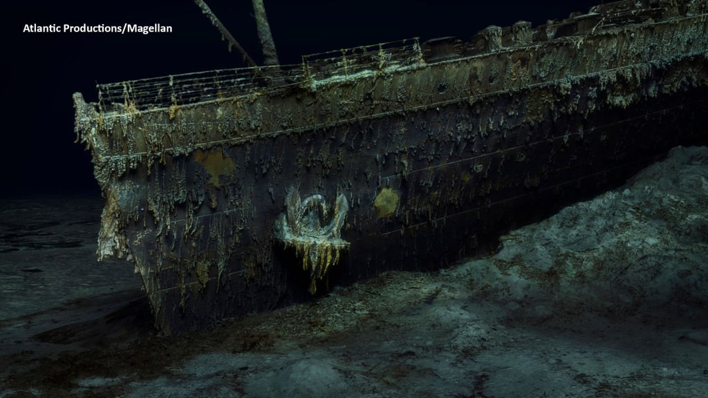 Der Bug der Titanic in knapp 4000 Metern Tiefe auf dem Grund des Atlantiks.