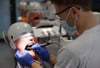 Ein Student der Zahnmedizin an der Universität Leipzig übt an einem „Phantompatienten“.