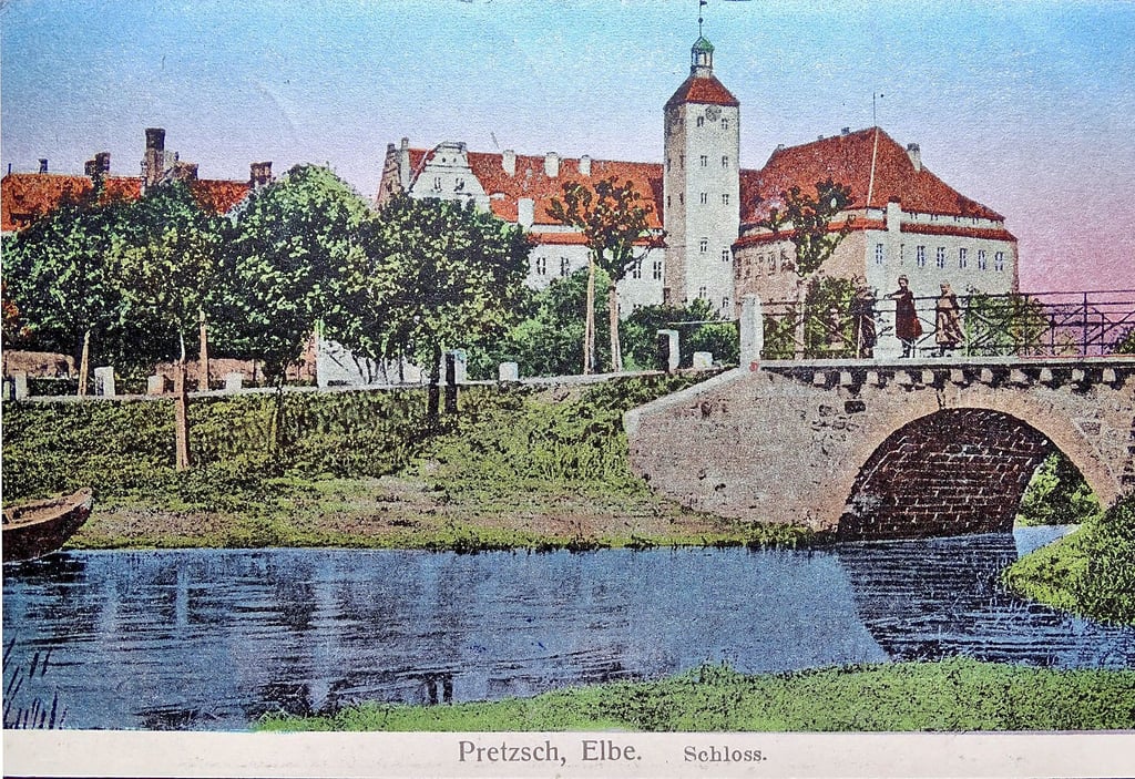 Postkarte vom Pretzscher Schloss vor 1920
