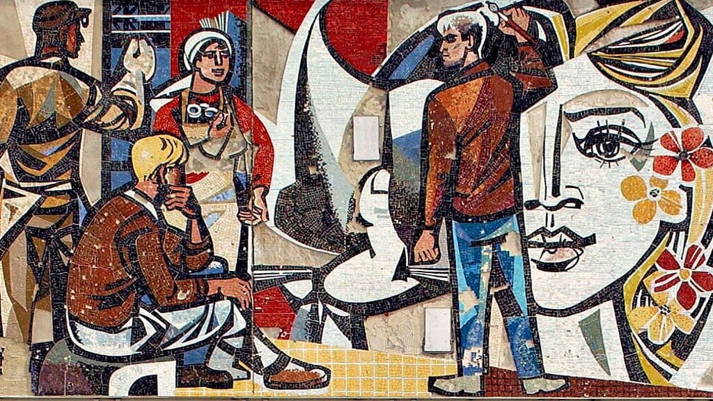 Wunschbild der DDR-Gesellschaft: Unter dem Titel „Unser Leben“ gestaltete Walter Womacka von 1962 bis 1964 den Fries (Ausschnitt) am Haus des Lehrers in Ostberlin Berlin.