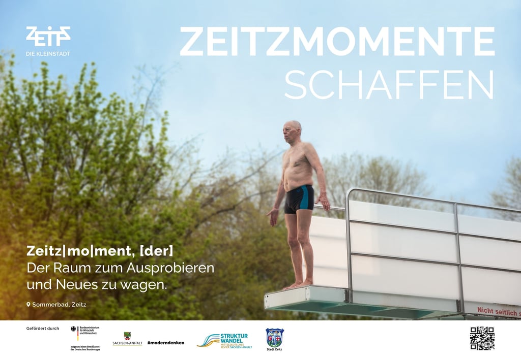 Das ist eines der Plakate der Image-Kampagne für Zeitz, die am Mittwoch beginnt. Zwei Monate lang wird verstärkt um Zuzug aus Leipzig geworben.