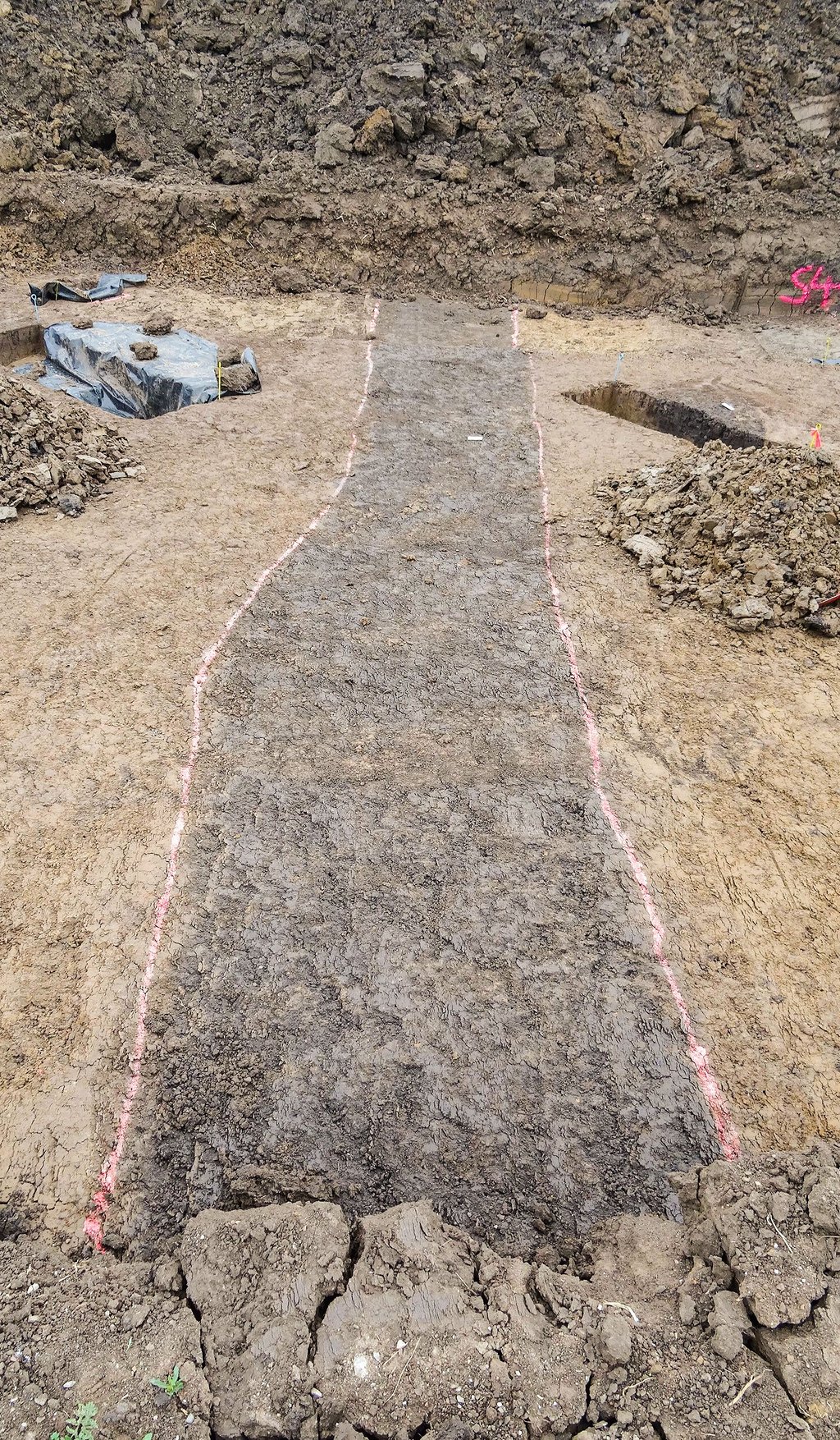 Archäologische Ausgrabung entlang der künftigen A14 zwischen Seehausen (Altmark) und Landesgrenze zu Brandenburg: Erde vergisst nichts - der äußere Graben der mittelalterlichen Wüstung bei Geestgottberg. Er glich einer Art Mulde.