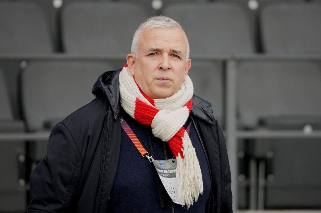 Unions Präsident Dirk Zingler vor dem Spiel.