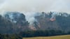 Rauch und Flammen wüten während eines Waldbrandes.