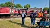 Begehrtes Fotomotiv im Bahnbetriebswerk:  Orientrote Loks mit weißer Bauchbinde. 13  aus unterschiedlichen Baureihen waren zu sehen.  