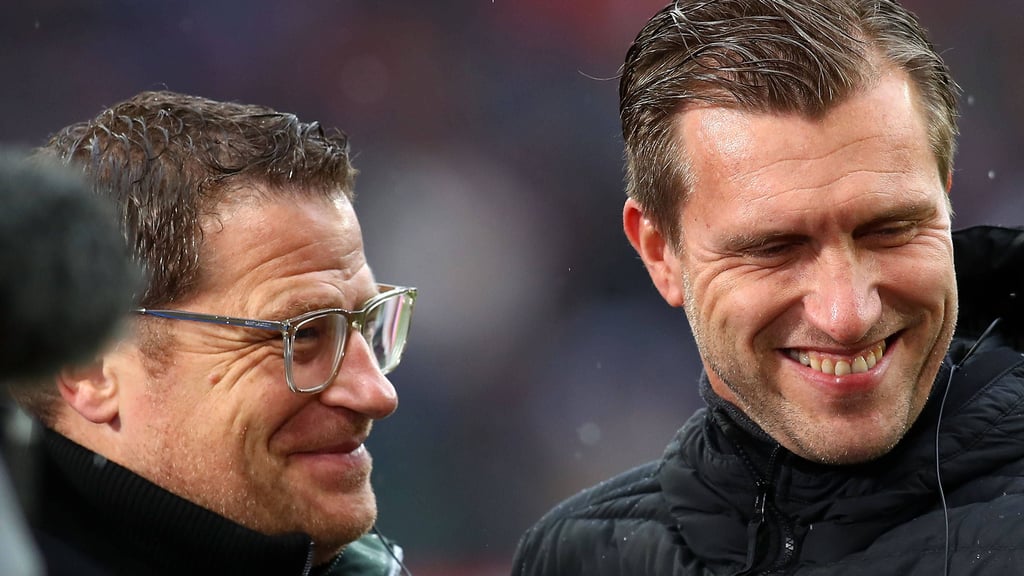 Max Eberl und Markus Krösche im Februar 2023.