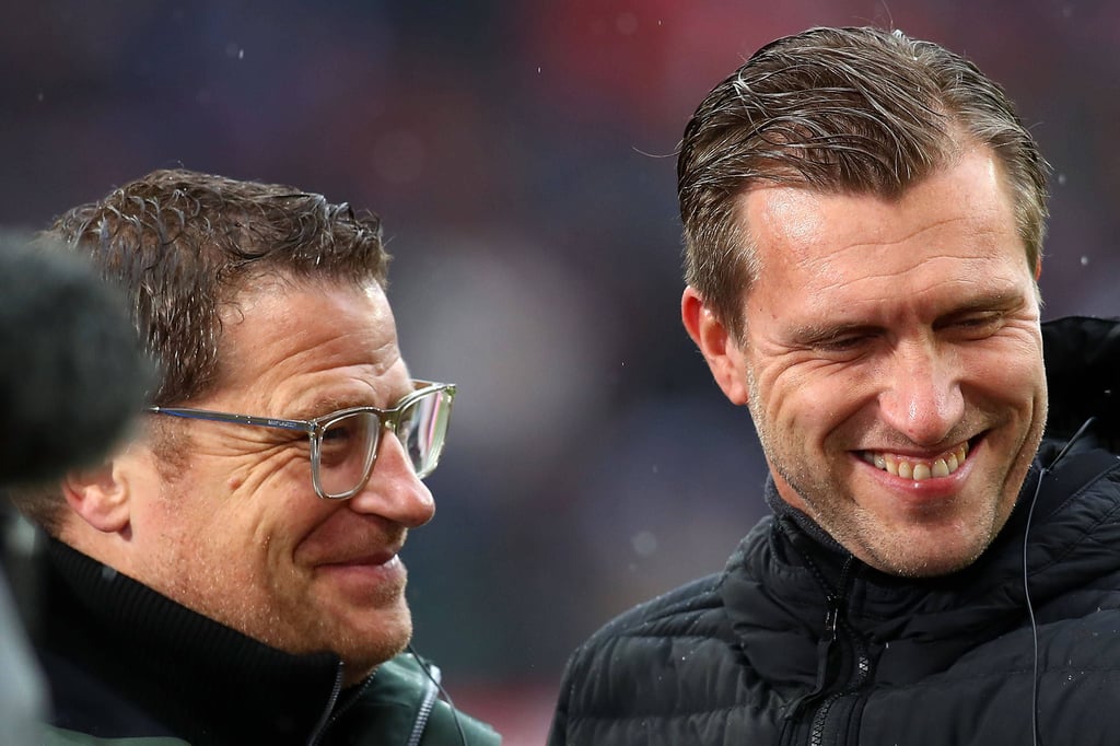 Max Eberl und Markus Krösche im Februar 2023.