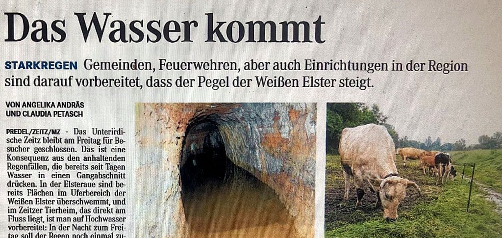 Am 31. Mai 2013 berichtete die MZ über den Anstieg der Pegel.
