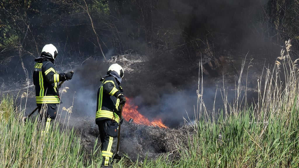 Brand an der alten Tonkuhle in Aschersleben: Auch illegal entsorgte Autoreifen sorgen für viel schwarzen Rauch.