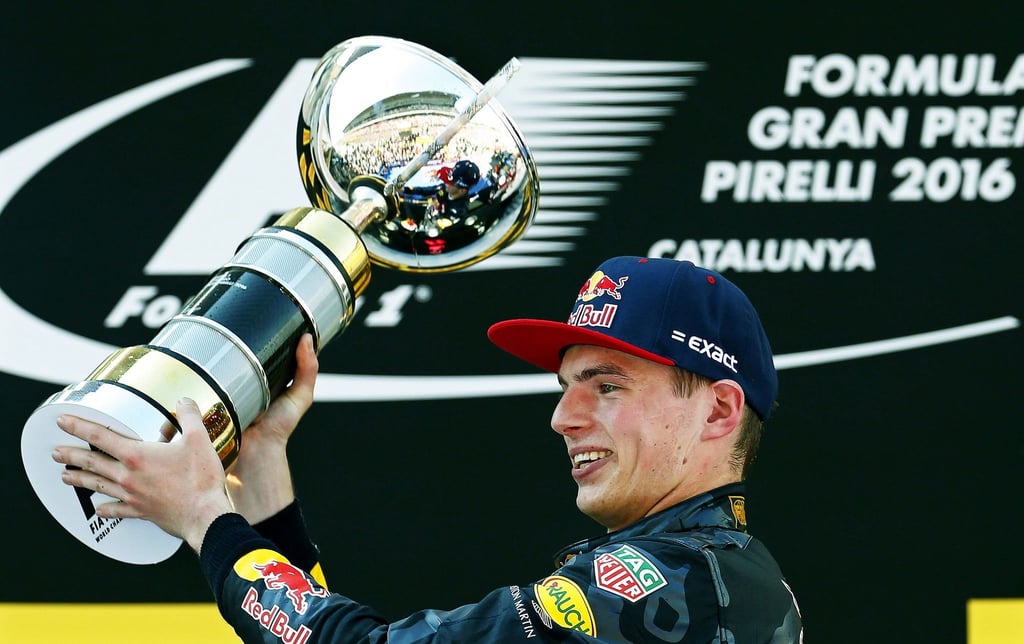 Der niederländische Formel-1-Fahrer Max Verstappen freut sich am 15. Mai 2016 über seinen ersten Grand-Prix-Sieg in Spanien.