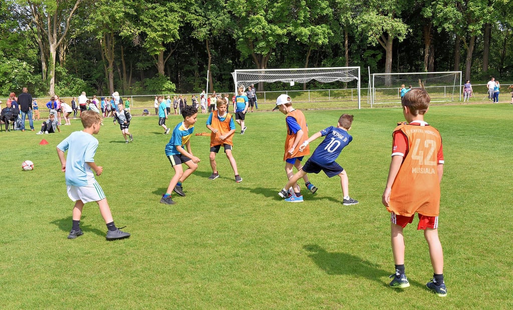 Wenn man schon auf dem grünen Rasen von Romonta Stedten steht, muss man auch eine Runde kicken.